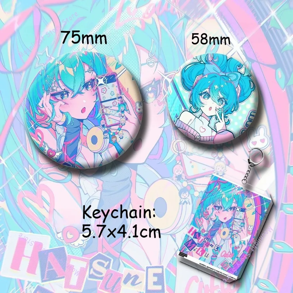 هاتسون ميكو أنيمي ميرش مجموعة مكونة من ست قطع المغني الافتراضي Kagamine رين لين المفاتيح بطاقة بريدية شارة الليزر تذكرة هدية لمحبي أنيمي #5
