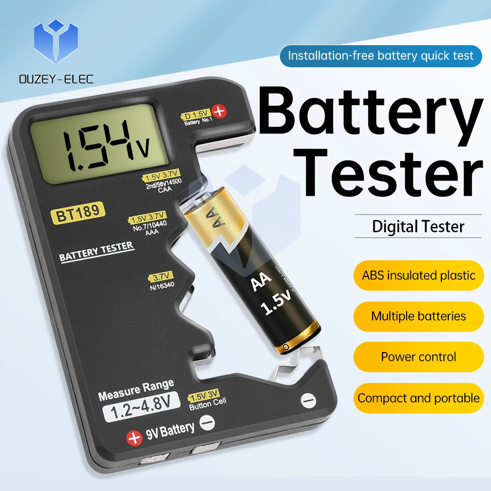 Multifunction Battery Tester Universal Battery Checker Voltage LCD display for AA AAA 9V 1.5V/3V Button Cell Battery