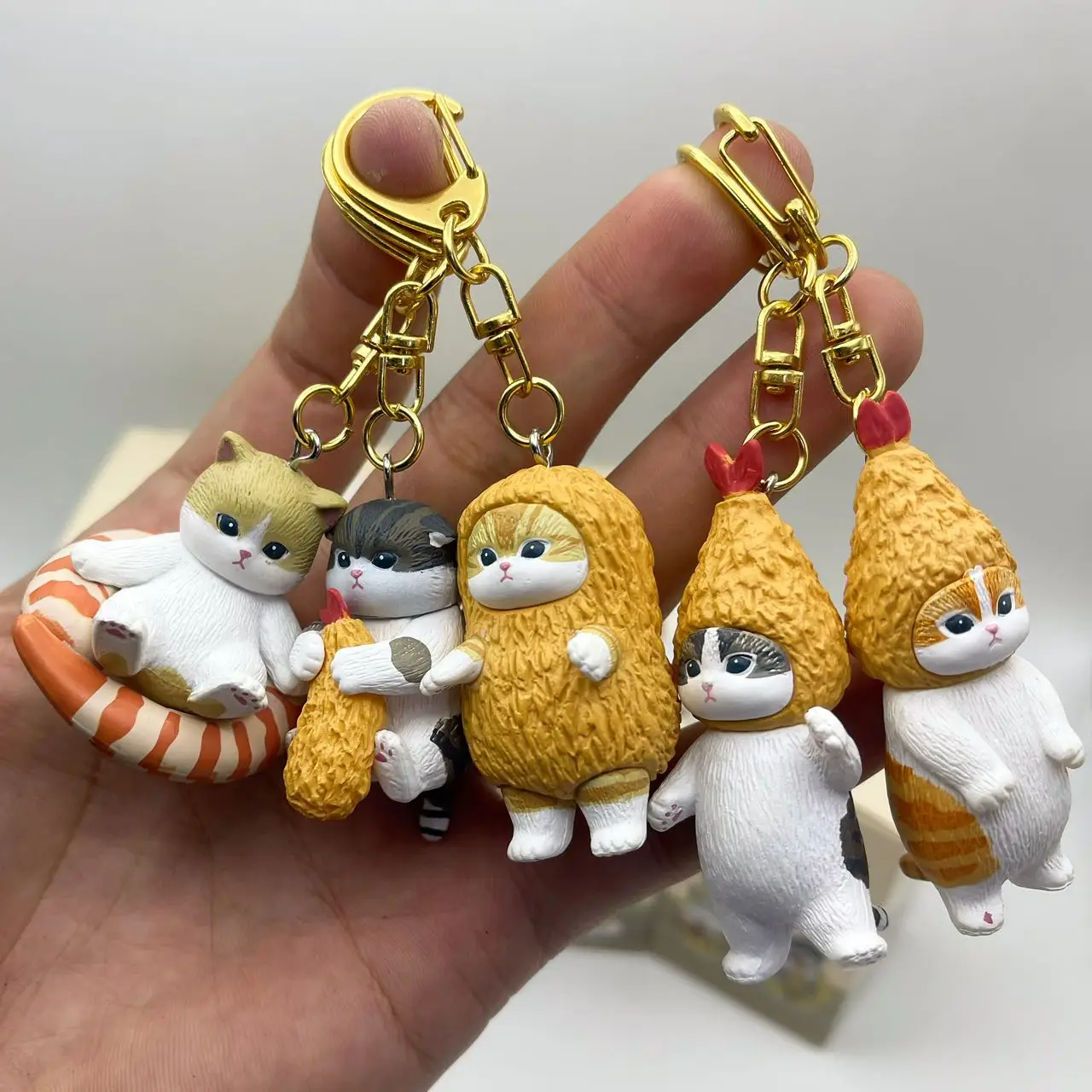 Mofusand Cats Figures Fried Shaimp Gashapon Action Figurine Tempura Kawaii Handmade Ornaments Pendant Model Birthday Toys Gift