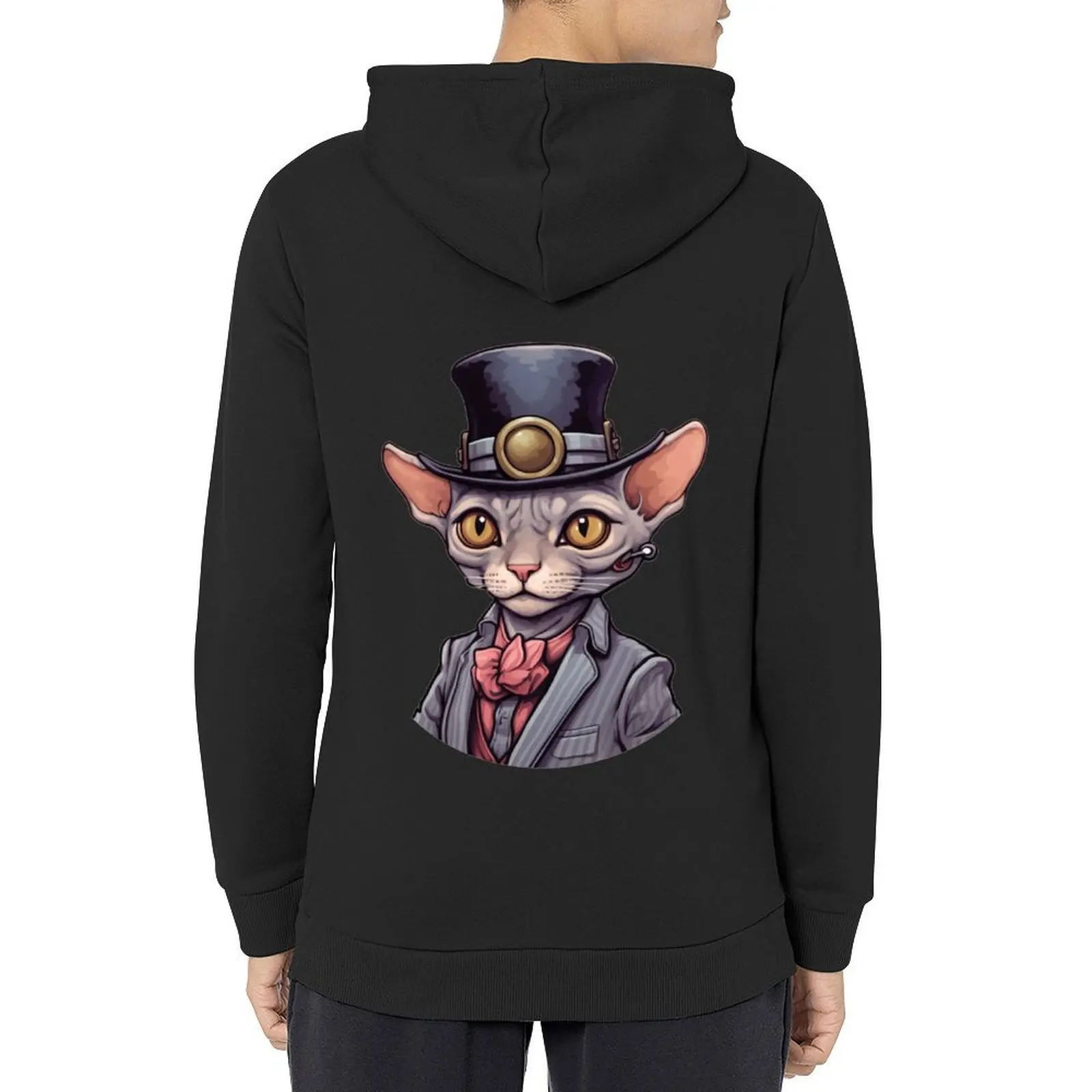 

Elegant Sphynx Cat in Hat Hoodie korean style clothes anime clothing fashion men japanese style hoodie