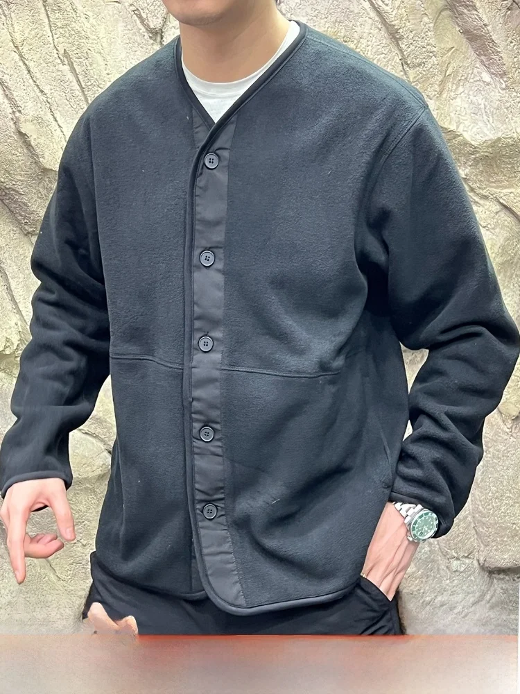 

Heatable Double-Sided Fce Men's Warmth Cardigan Jaet Base Layer Outerwear Polyester Fiber Long Sve V-Ne Casual Sle