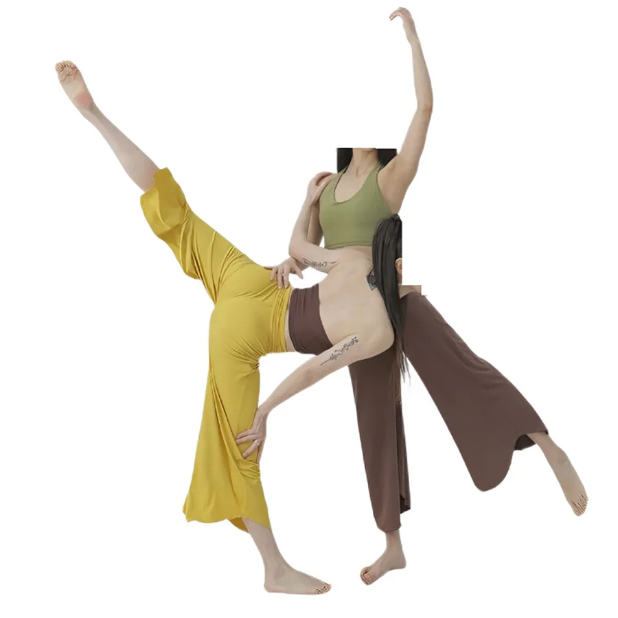 Skin-Friendly Cloud Pants Yoga Wide-Leg Training Pants High-Waist Lightweight Breathable Soft Polyester Casual Women's Trousers