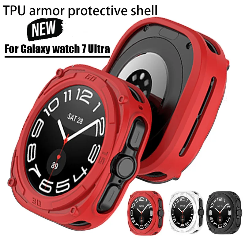 Silicone Protective Case for Samsung Galaxy Watch 7 Ultra Smart Watch Soft Protector Cover Shell for Watch Ultra47mm Accessories