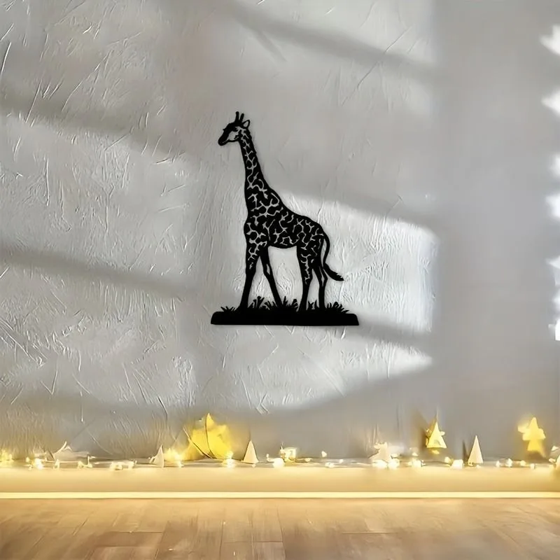 CIFbuy Metal Wall Art Giraffe Standing Decor, Iron Animal Figure Sculpture for Home Living Room Office Interior Decoration