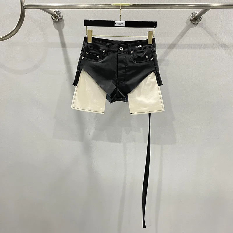 Women's Ultra Short Coated Denim Triangle Big Pockets Sexy Ladies Short Pants Black