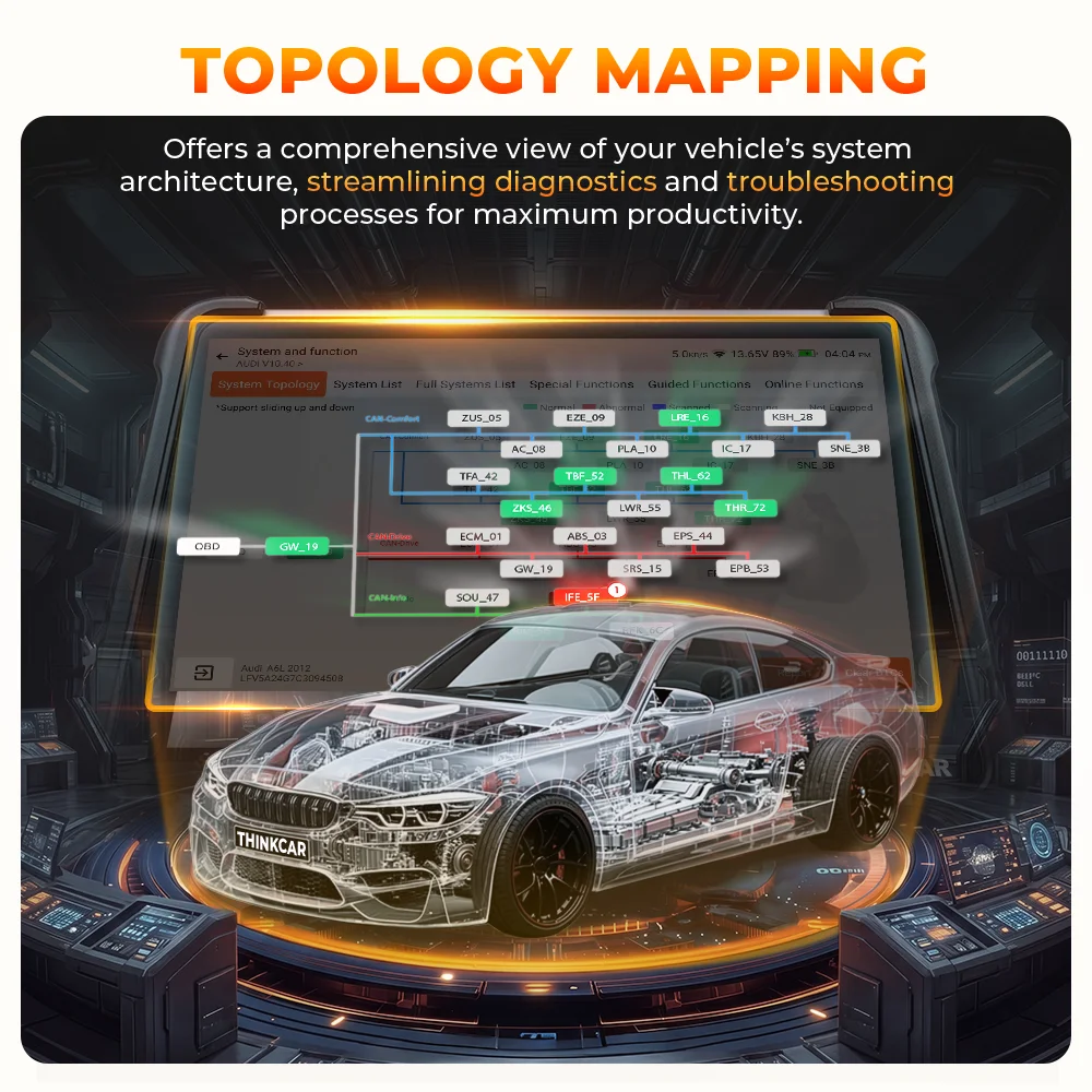 THINKSCAN 689BT Pro Key Programming Tool Topology Mapping, ECU Coding Bi-directional CAN FD DOIP 35 Resets Lifetime Free Update