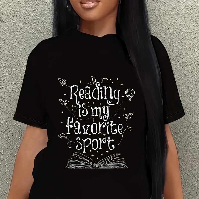 Reading Is My Favorite Sport for Reading Book Lovers Women's Plus Size T-Shirt 100% Cotton 220g