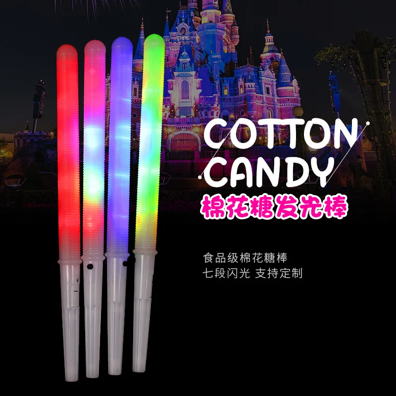 10pcs Fashion Led Cotton Candy Stick Food Grade Marshmallow Christmas Luminous Children\'s Glow Stick Mini Cotton Candy Machine