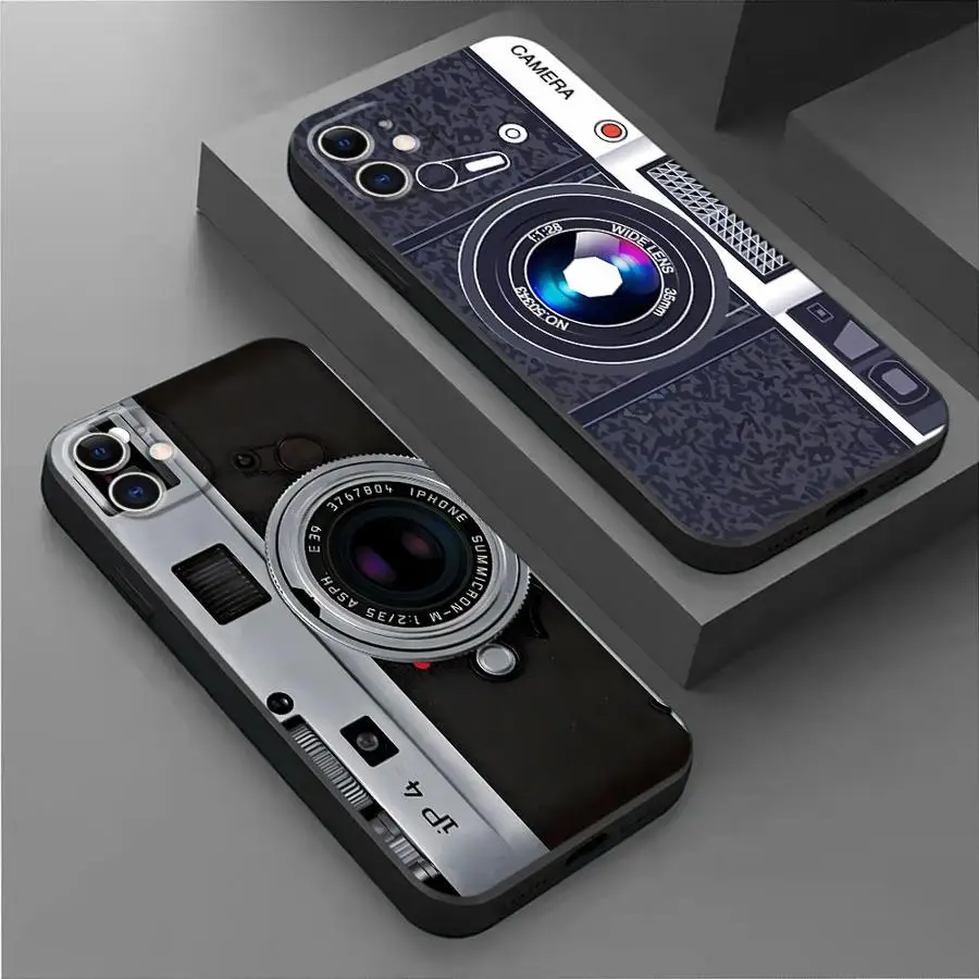 Retre Camera Cover Phone Case for iPhone 16 14 13 15 Pro Max 11 Pro 12 Mini SE X XS Max XR 7 8 TPU Soft