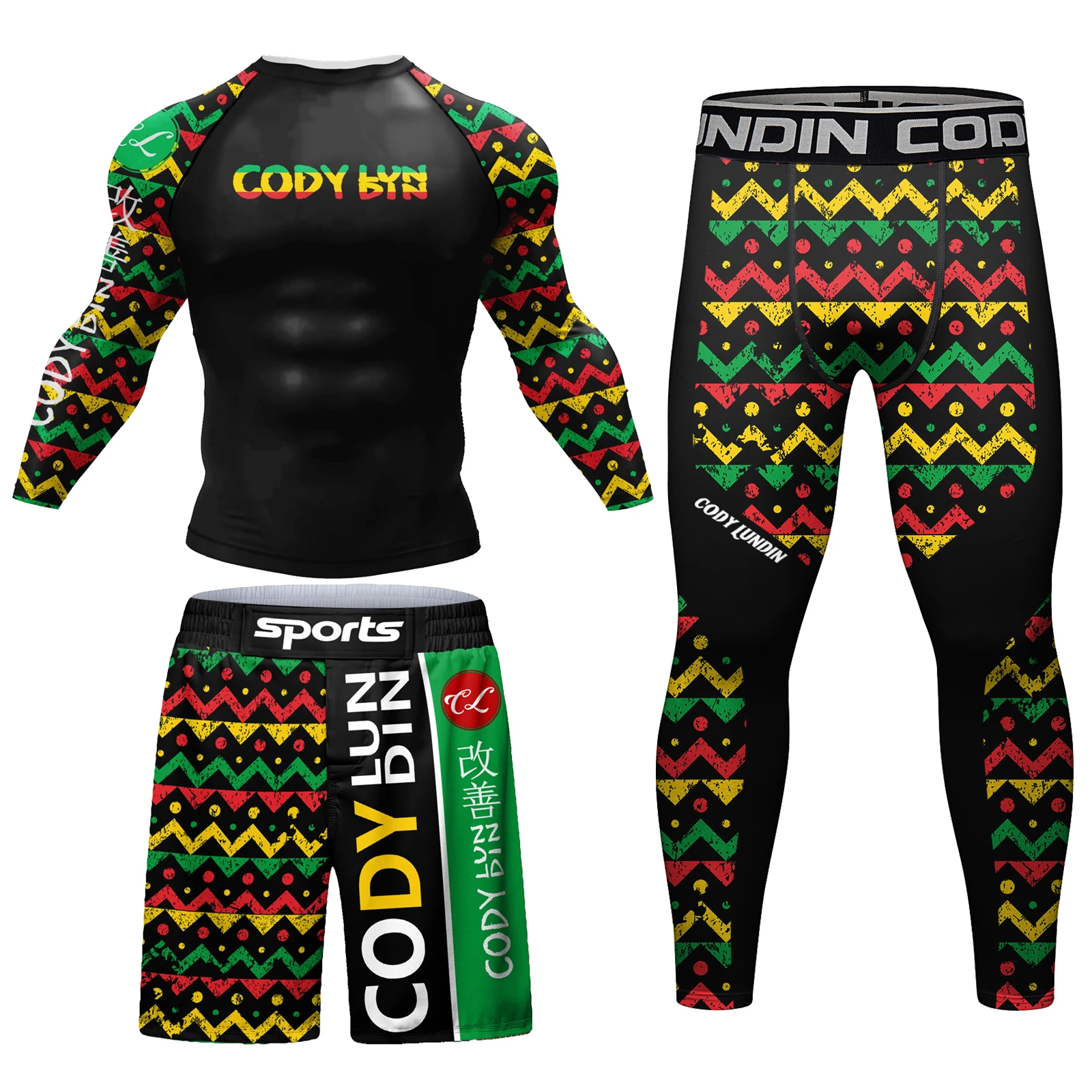 Cody lundin High Compression Multicolor Anti-wrinkle Kimono Jiu jitsu Clothes for Men Gym Fitness Training MMA BJJ Sports Sets