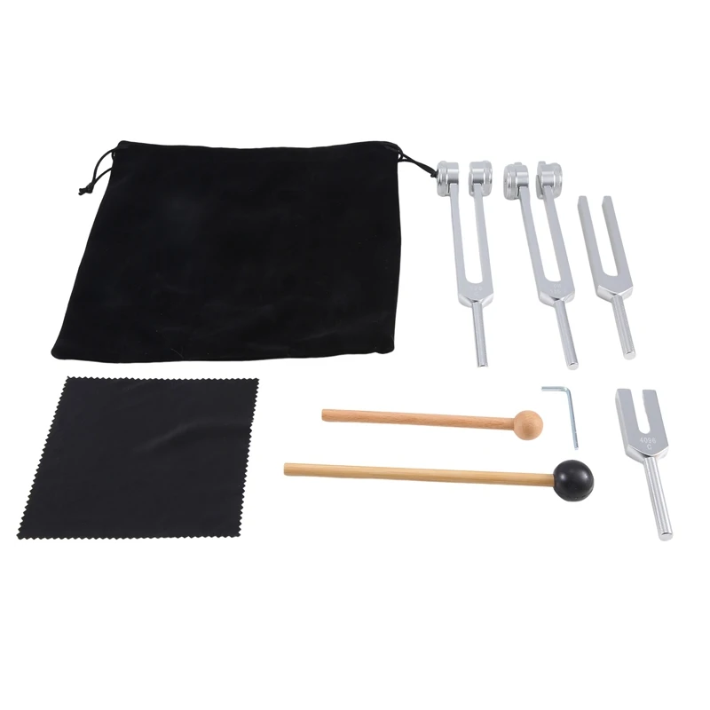 4Pcs Tuning Fork Set(128Hz, 136.1Hz, 528Hz, 4096Hz), For Healing Chakra,Sound Therapy,Reliever Stress Easy Install