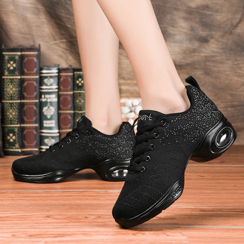 Women Autumn Winter Dancing Shoes Plus Size 41 42 Wedges Sneakers Mesh Knitting Casual Women Shoes Lace Up Sports Shoes WSH4365 image 2