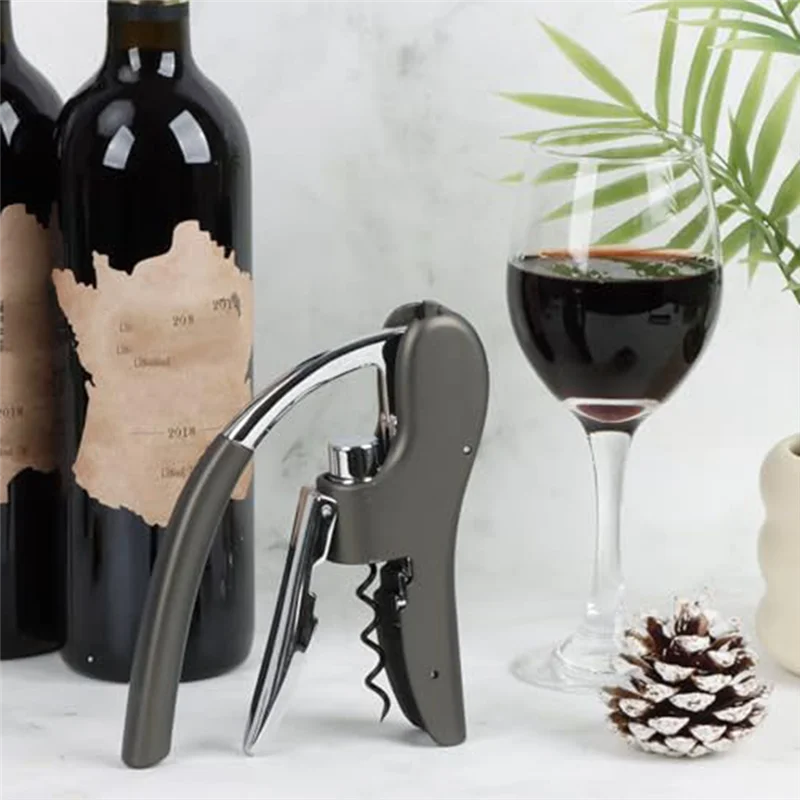 

AONEQ-Stainless Steel Wine Bottle Opener, Vertical Lever Corkscrew With Built In Foil Cutter Design, Manual Corkscrew