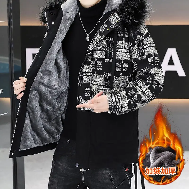 High Quality Winter New Print Men Jacket Thickened Loose Coat Men Harajuku Jacket Versatile Coat Jaquetas Masculino