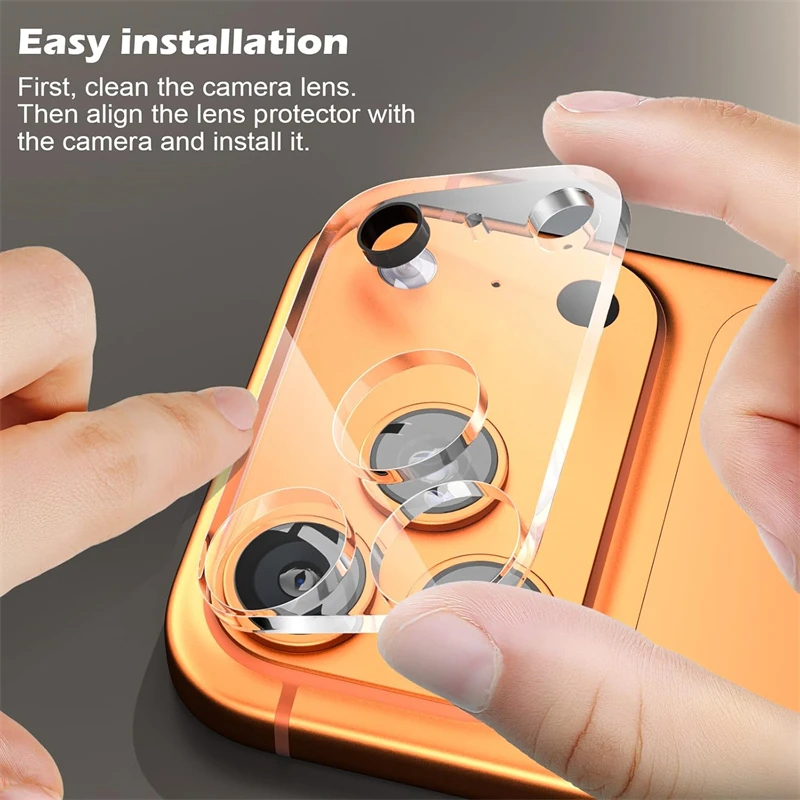 3 قطعة واقي عدسة الكاميرا من الزجاج المقسى لهاتف آيفون 17 Air 16 15 14 Pro Max Plus 13 Mini 17Air 17Pro ملحقات غطاء شفاف