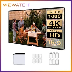 WEWATCH 휴대용 프로젝터 스크린, 고휘도 반사 접이식 패브릭 천 스크린, 100 인치, 120/150 인치 HD 16:9, PS5, PS6, PS9