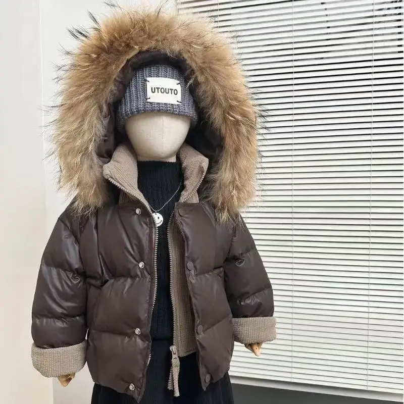

4-12 Years Children's Down Cotton Jacket Winter 2026 New Style Boys' Thick Cotton Jacket Warm Cotton Coat 110-160cm