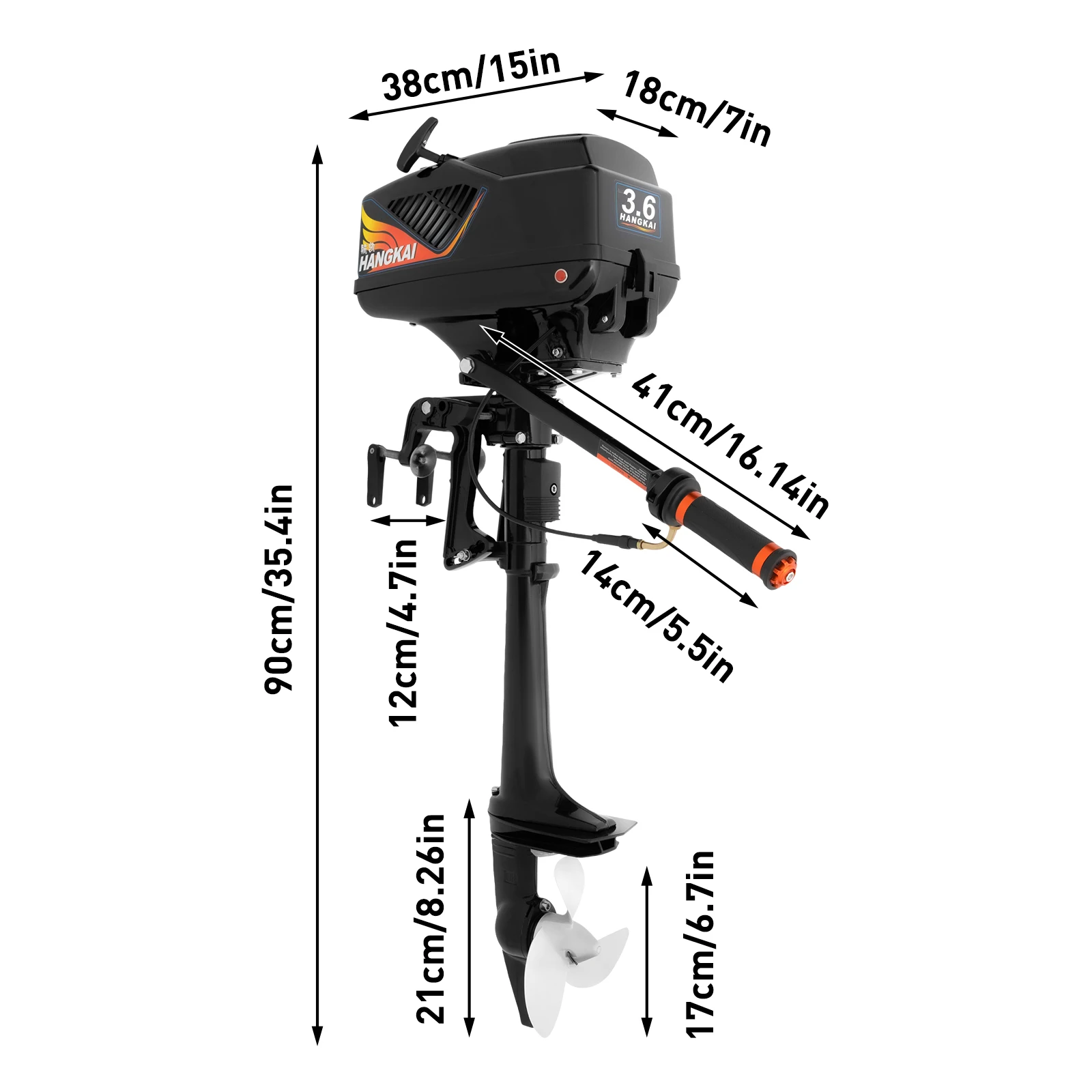 3.6HP 2-Stroke Short Shaft Outboard Motor 55cc Fishing Boat Dinghy Engine with Half Water-cooling and Half Air-cooling System