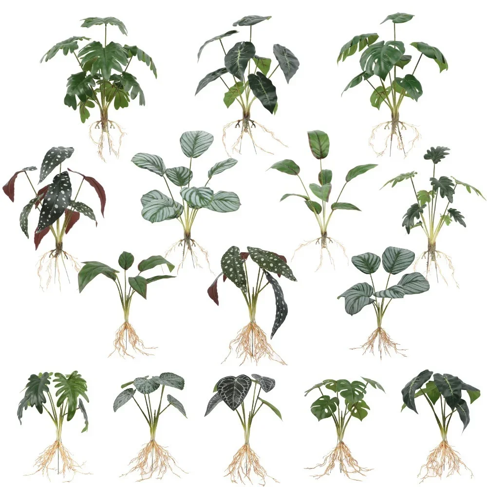Plantas artificiais plantas verdes flores falsas conjunto de decoração interior plantas falsas decoração de parede flores