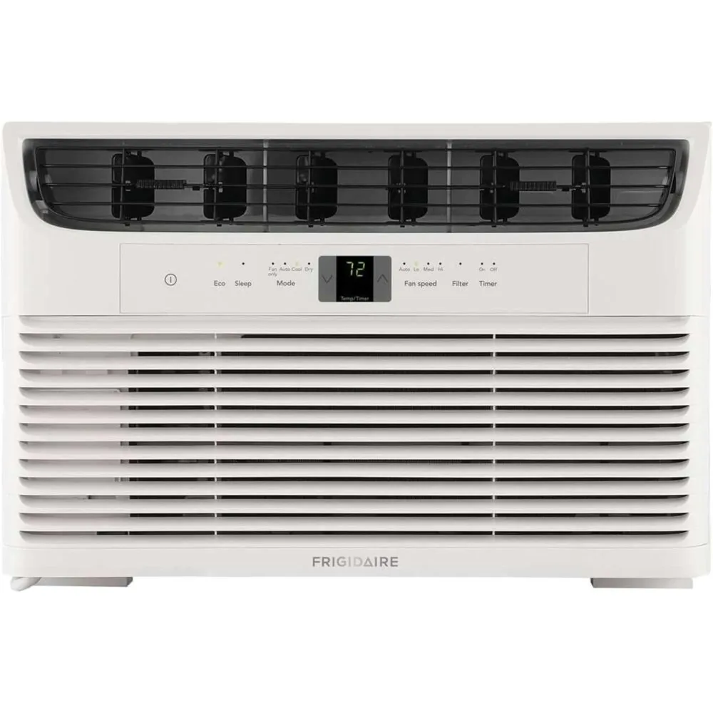 Aire acondicionado montado para habitación, 6.000 BTU con ventilador de varias velocidades, modo de reposo, temporizador programable, en blanco