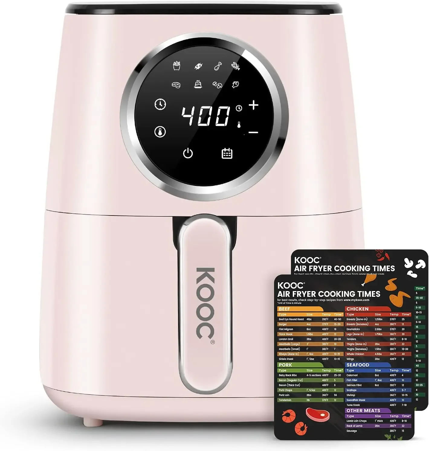 [NEW] KOOC Large Air Fryer, 4.5-Quart Electric Hot Oven Cooker, Free Cheat Sheet for Quick Reference Guide, LED Touch Digital