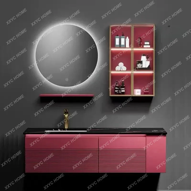 

AABathroom Cabinet Light Luxury Simple Modern Rock Slab Seamless Ceramic Integrated Basin Combination Toilet Washstand