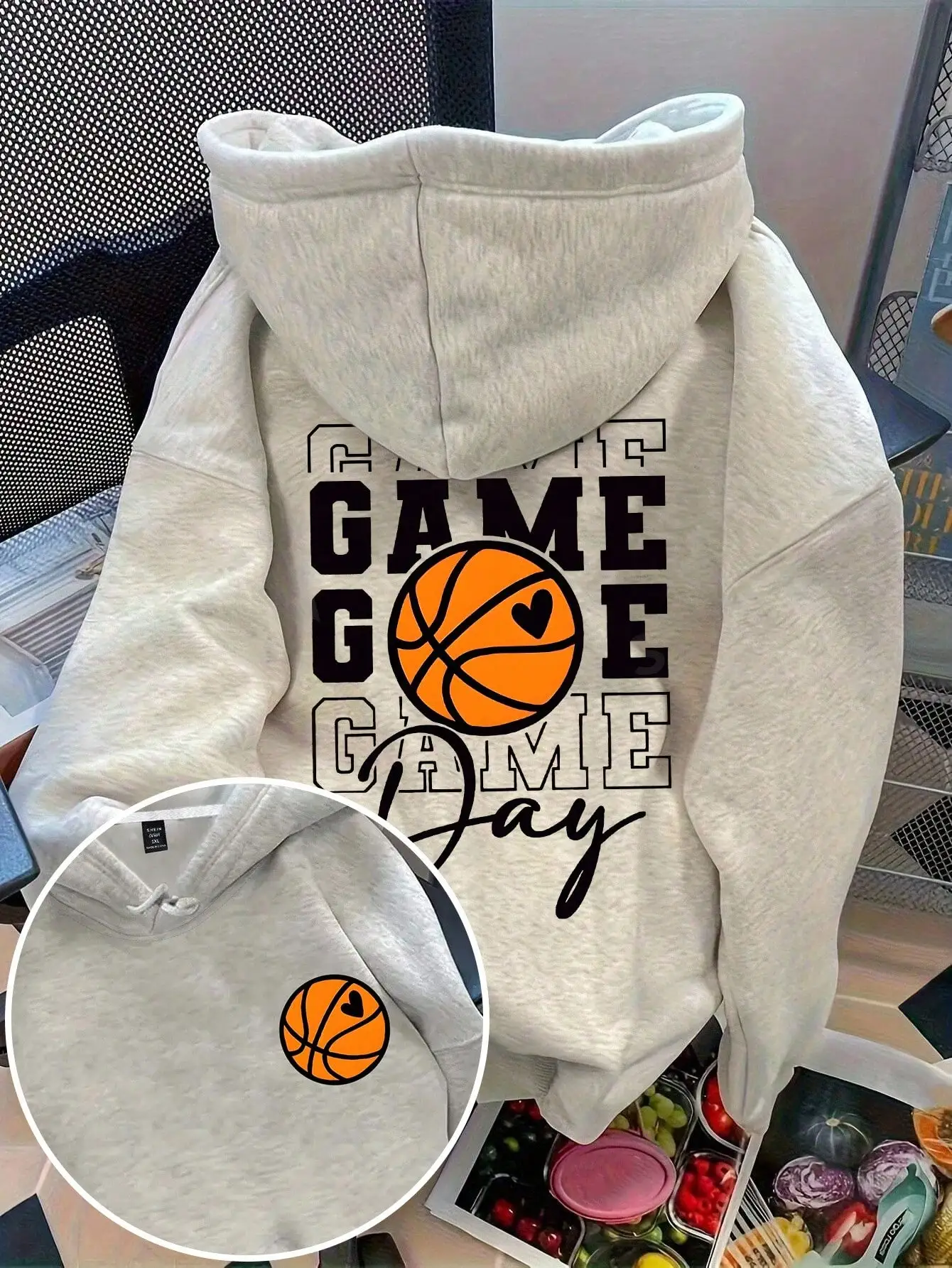 

Женская толстовка больших размеров с буквенным принтом и баскетбольным рисунком, с завязками, повседневный пуловер на осень-зиму