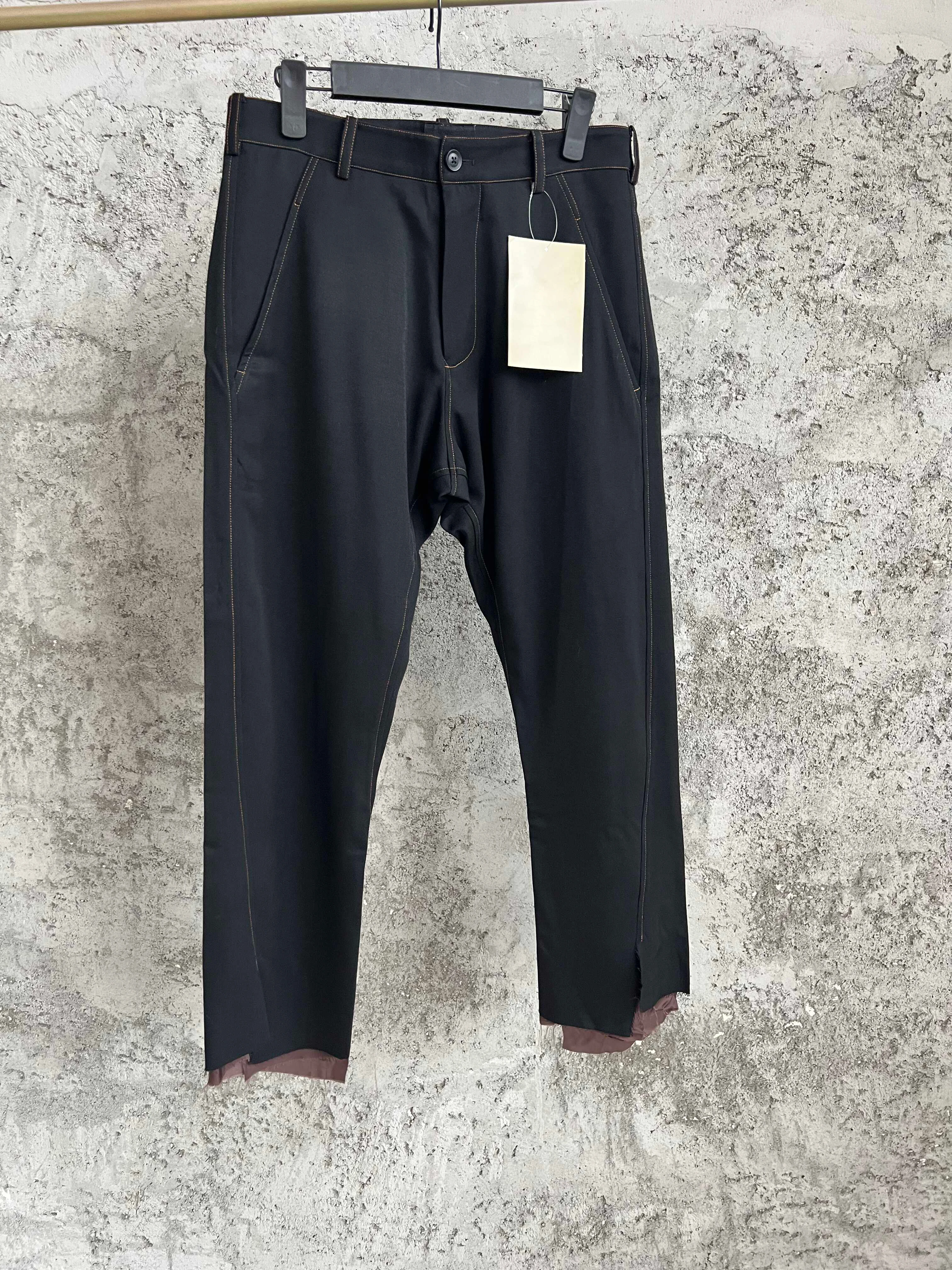 

TOP-YAMAMOTO men's pants, 9-inch bare pants, cigarette pants, slit slim-fit pants