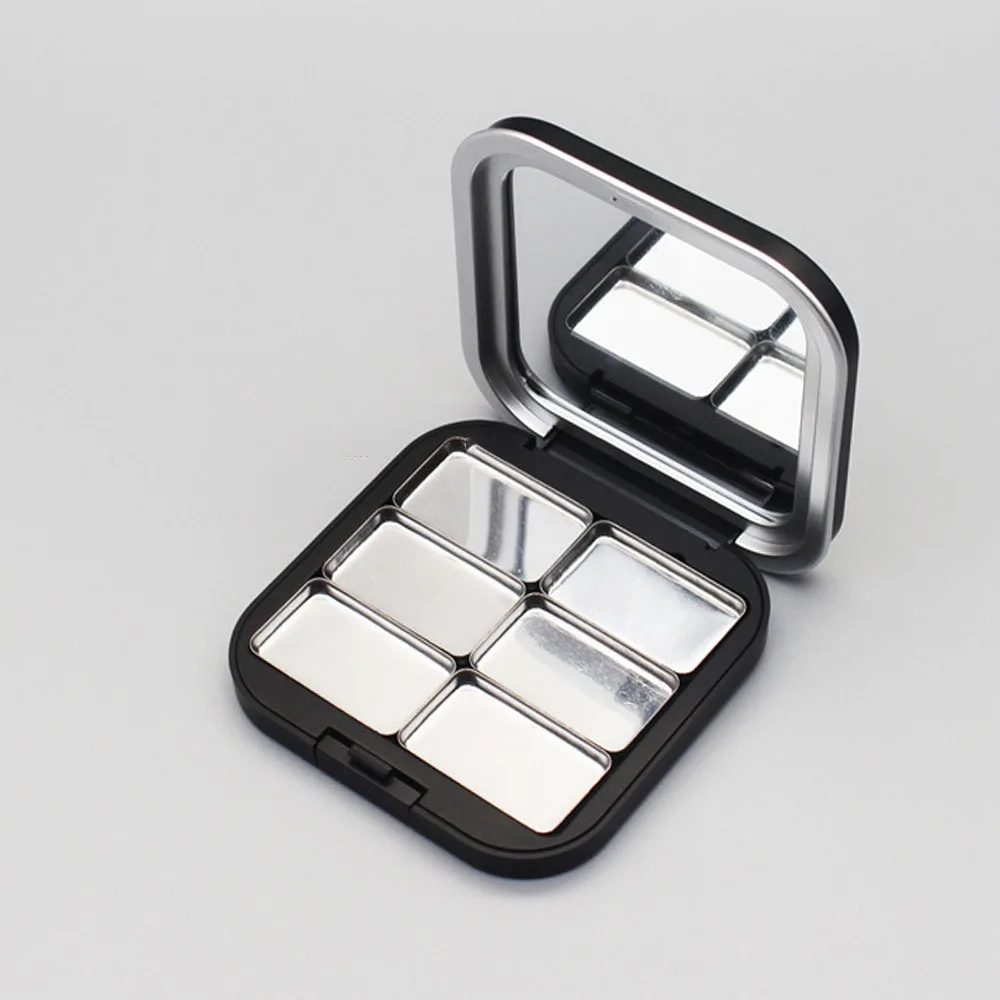 Paleta de sombras de ojos DIY con múltiples rejillas, vacía con espejo, paleta de maquillaje magnética, color negro, combina por uno mismo, paleta de sombras de ojos