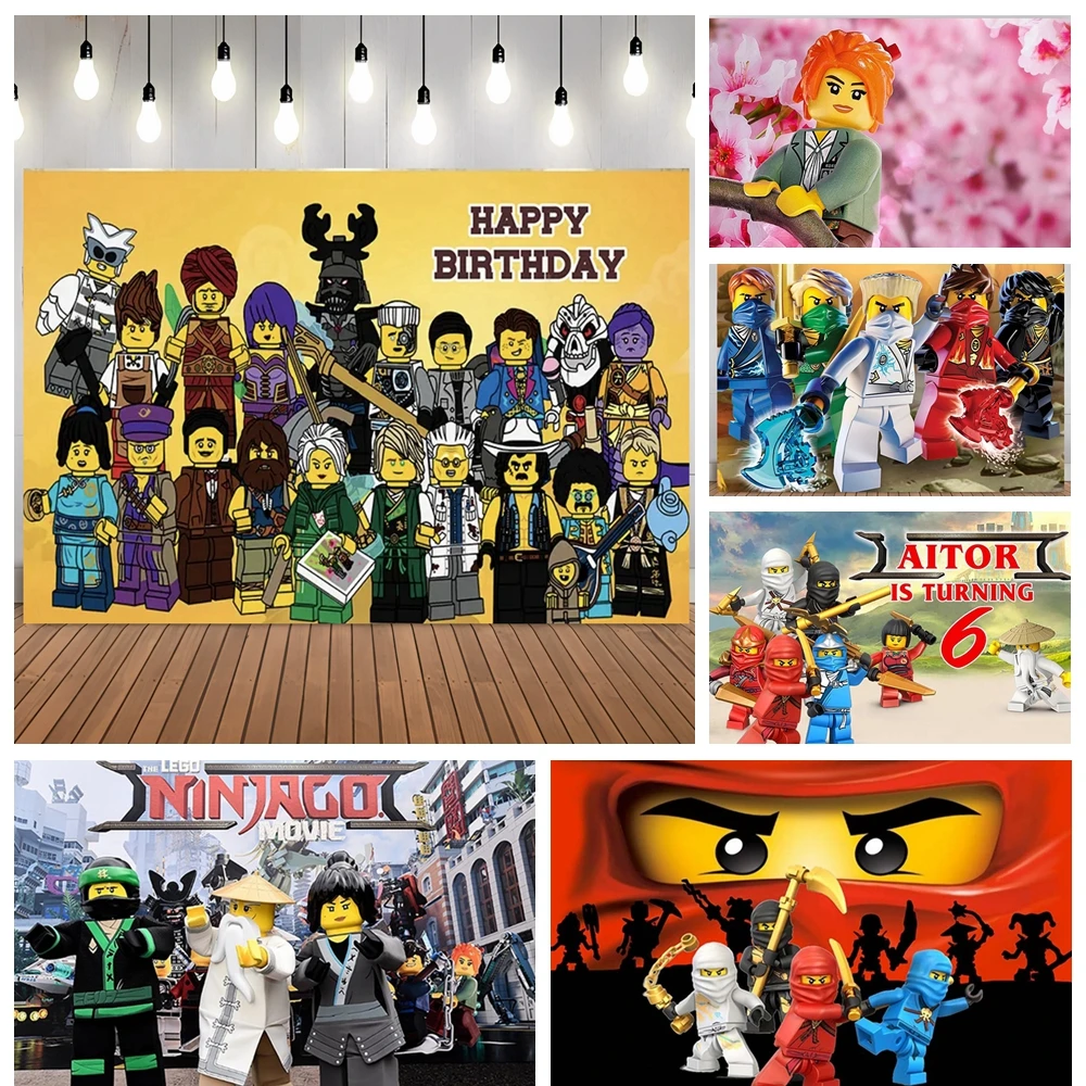 

Cartoon N-Ninjagos Cake Table Background Kid Children's Birthday Party Wall Decoration Baby Shower Photography Backdrop Supplies
