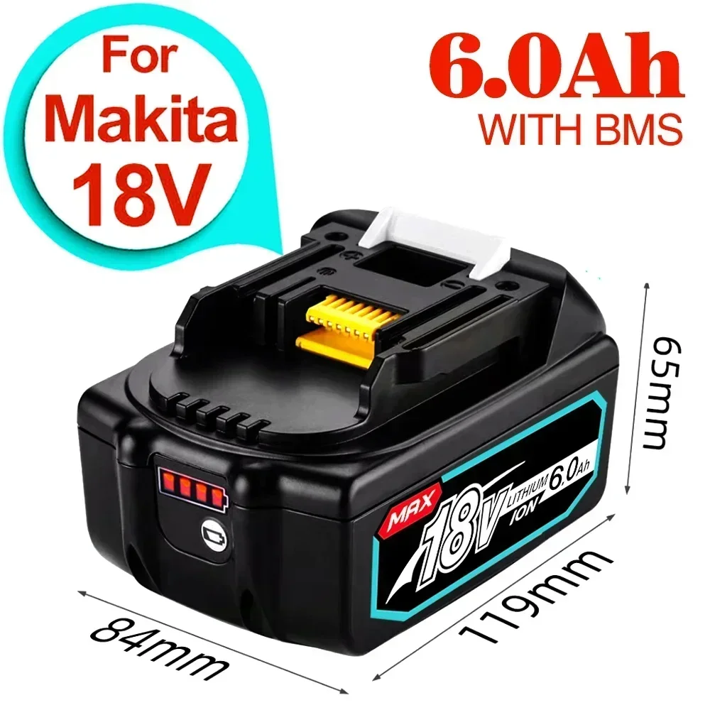 18650 18V 6.0Ah Rechargeable Li-ion Battery For Makita 18 Volt Power Tools Battery BL1860 BL1830b BL1850b BL1840 LXT-400