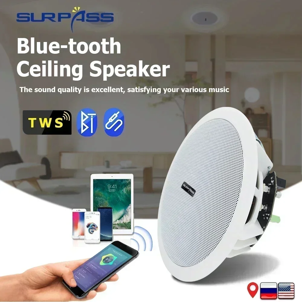 Bluetooth Ceiling Speakers Home Audio System BT 6inch In Ceiling Speaker Built In Digital Class D Amplifier for Home Theater 10W