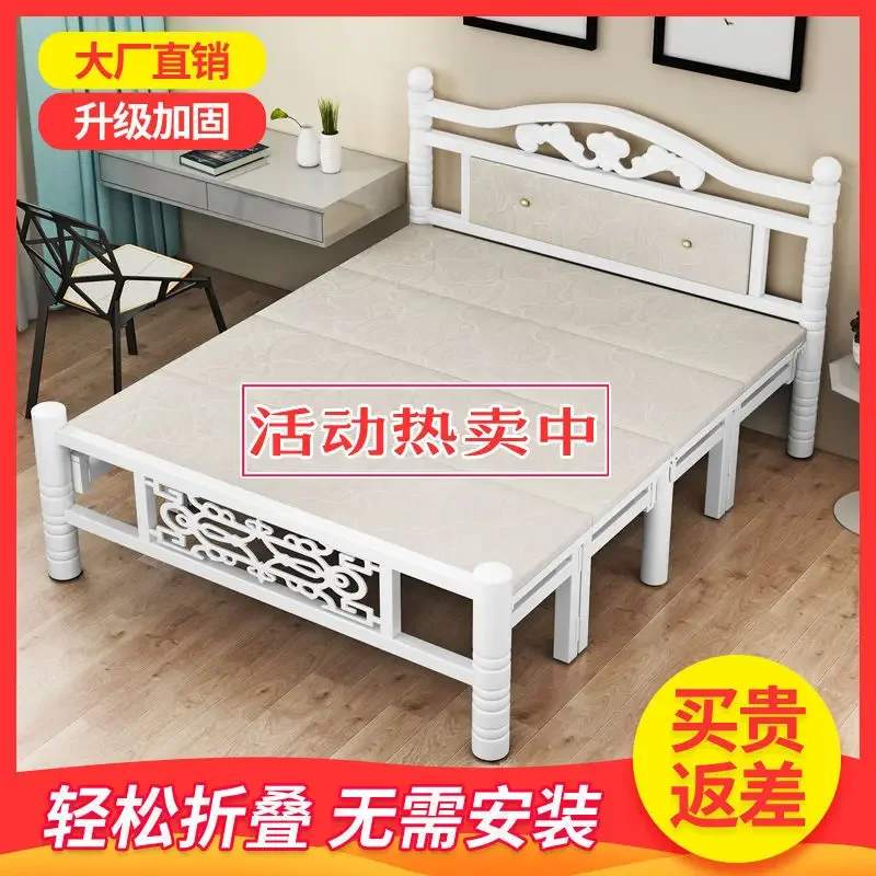 Rollaway bed single double bed dormitory office lunch break wooden board bed rental house wrought iron  household