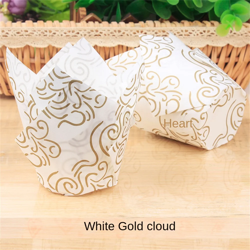 Baking Utensils Non-stick High Temperature Resistance Solid Color Tulip-shaped Cake Cups Tulip Paper Cup Variety Of Styles