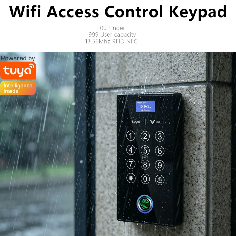 

Wifi Standalone Fingerprint Access Control Keypad NFC Rfid Waterproof Backlight installation Gate Opener Reader Work with Tuya