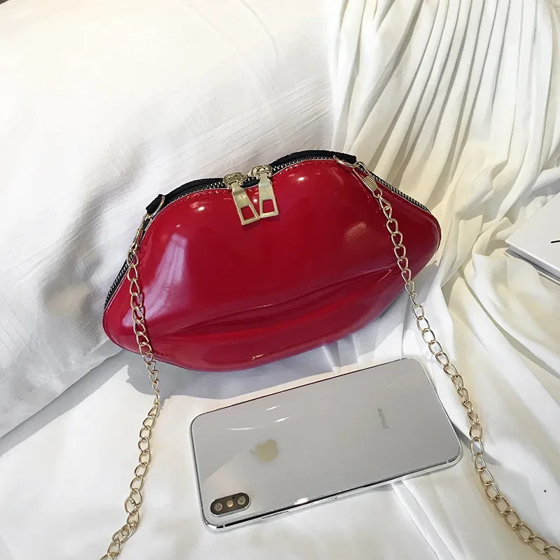 Bags for Women 2024 New Personality Lip Shoulder Bag Wild Zipper Lady Messenger Bag Cute Female Mobile Phone Bag Chain Ladies