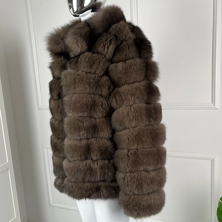 Real Fur Coat Womans Fox Fur Jackets Turndown Collar 2024 Fashion High Quality Long Genuine Fox Fur Coats