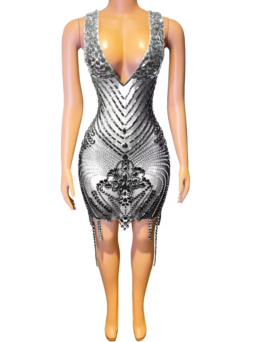 Wutiao Nightclub Multicolor Singer DJ FullDiamond Sexy Super Flash Model Walking ShowSlim Fit Performance Costume  A458