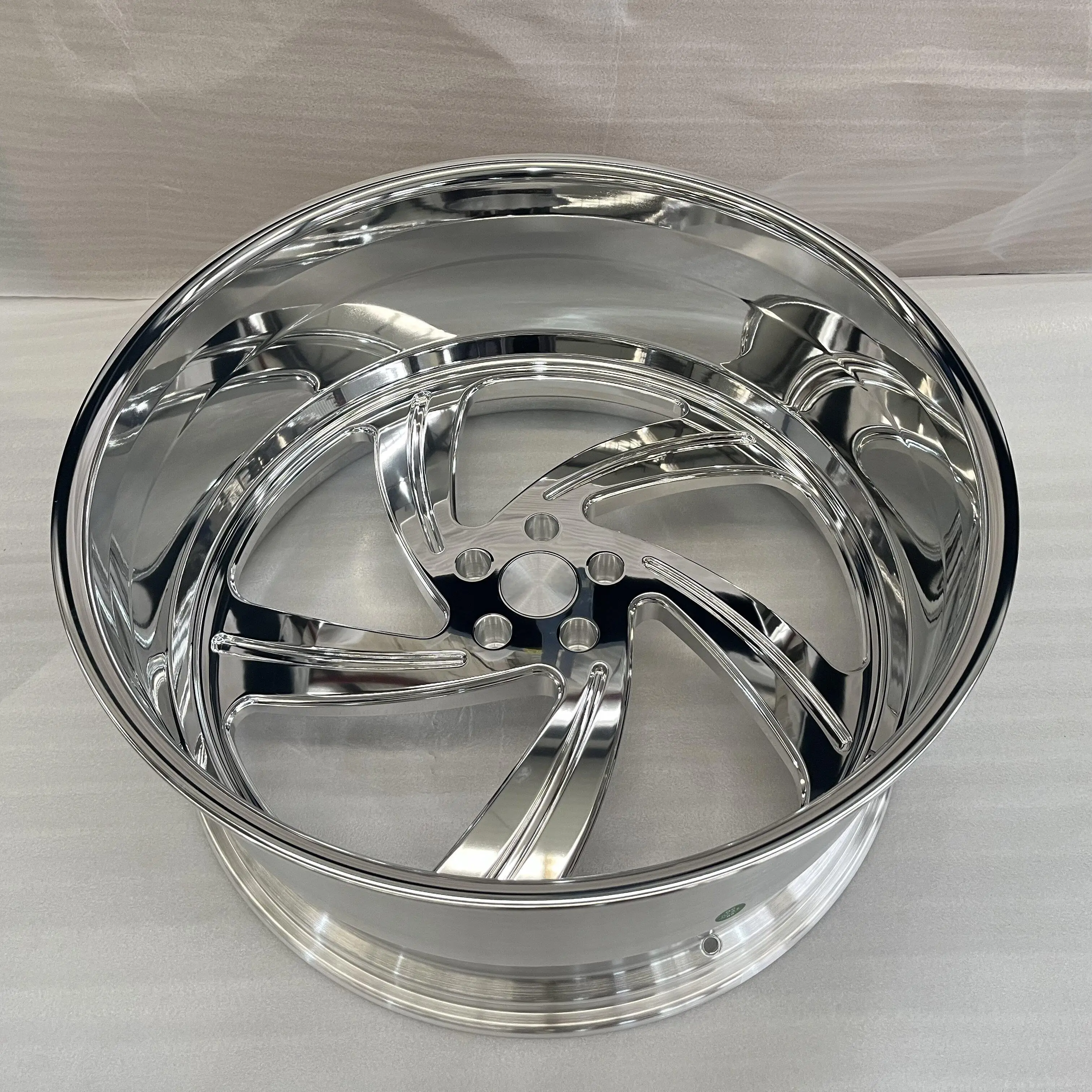 Polished Chrome 5 Spoke Deep Dish Forged Alloy Wheels 6061-T6 Aluminum Custom Logo 5 Holes Large Outer Lip Stance SUV Rims