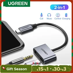 UGREEN USB C 잭 3.5 C 타입 케이블 어댑터, 화웨이 P20 프로, 샤오미 미 6, 8, 9, se 노트용, AUX 이어폰 컨버터, 3.5mm