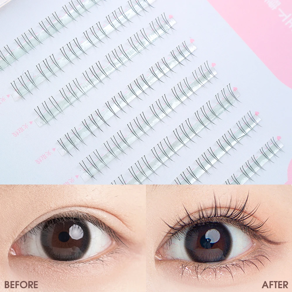 Natural Cat Ear Lower Eyelashes Clear Stem Segment Grafting Mink C-curve Cluster False Lashe Under Lashes Extension Daily Makeup