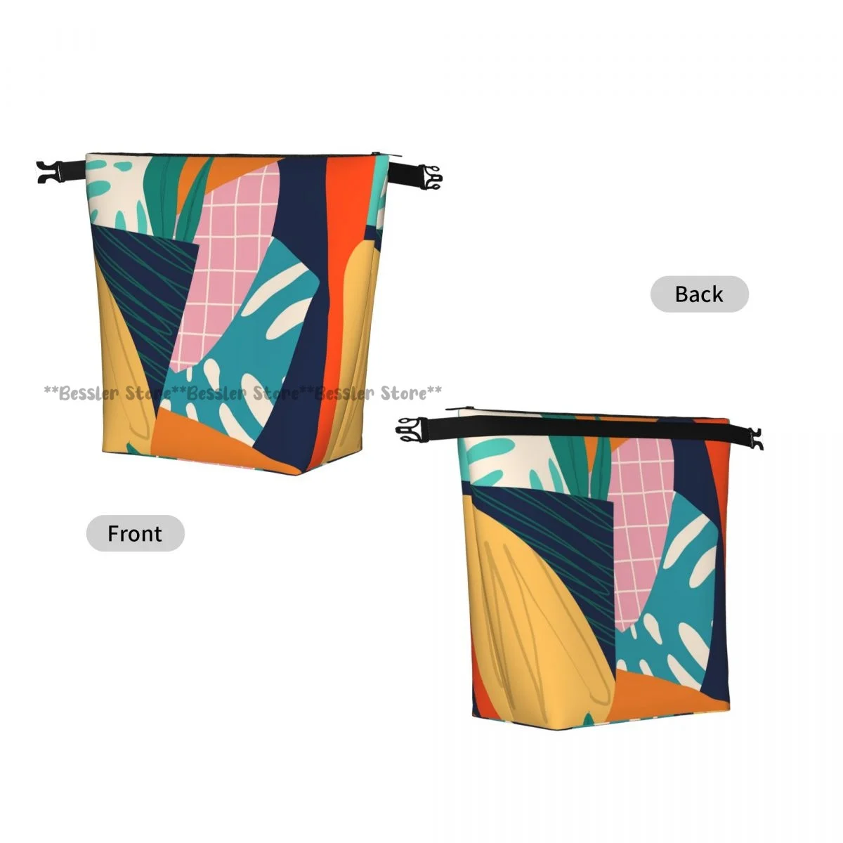 Roll Top Insulated Lunch Bag Modern Exotic Jungle Fruits Plants Thermal Food Storage Bag Portable Bento Handbag for Daily Use