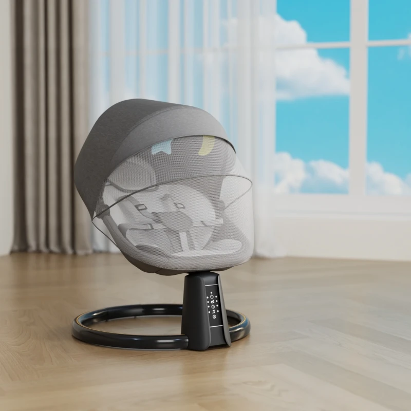 Baby Swing Electric Baby Rocker for Newborn Baby Rocking Chair 5 Sway Speeds with Remote Control,10 Preset Melodies , 0-6 Months