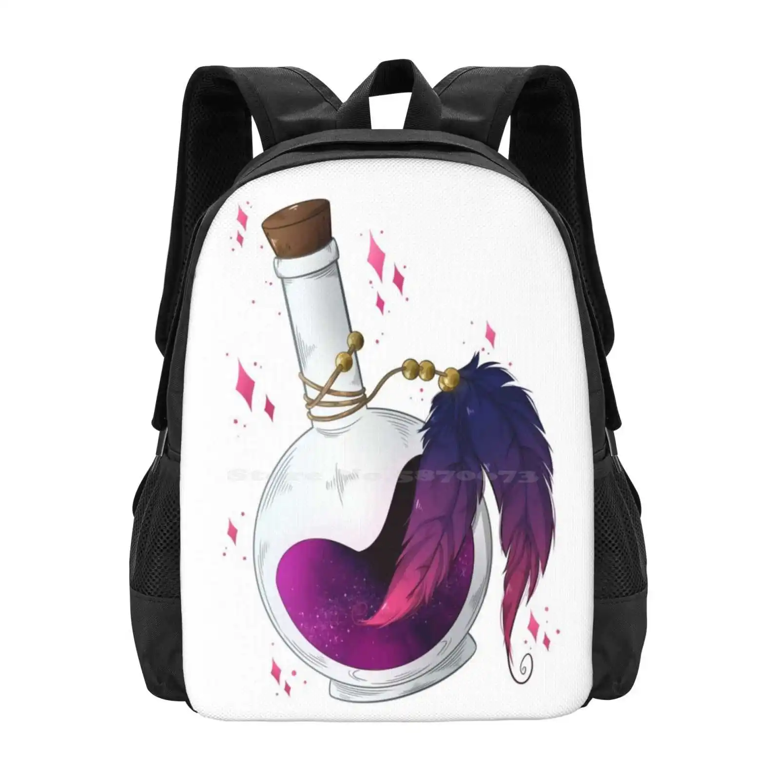 Potion Bottle | Pink Sunset Teen College Student Backpack Pattern Design Bags Voodoo Happy Halloween Spooky Scary Tonic Witch