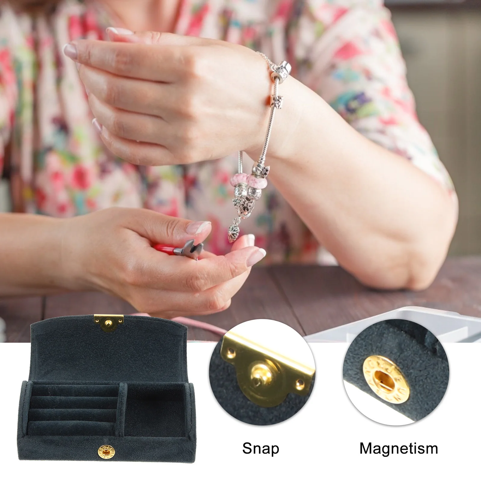 

Jewelry Organizer Box Portable Soft Arch-Shaped Design Multi-Compartment Desktop Jewelry Storage Case for Earrings Bracelets