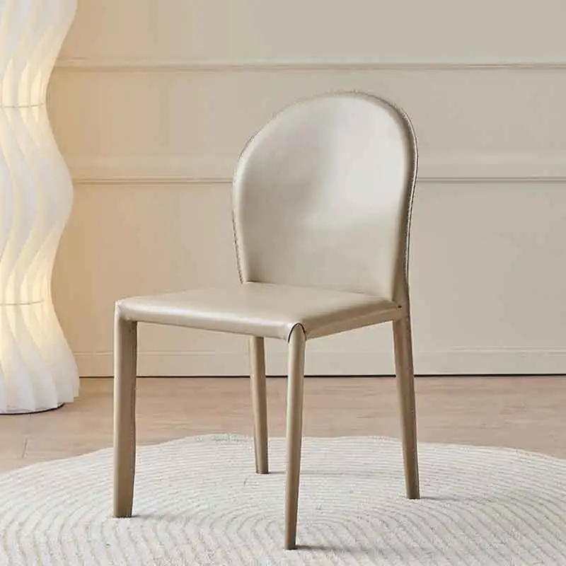 كرسي طعام جلدي فاخر خفيف الوزن وحديث وبسيط ومنزلي أبيض وشقة صغيرة إيطالية راقية كرسي بسيط