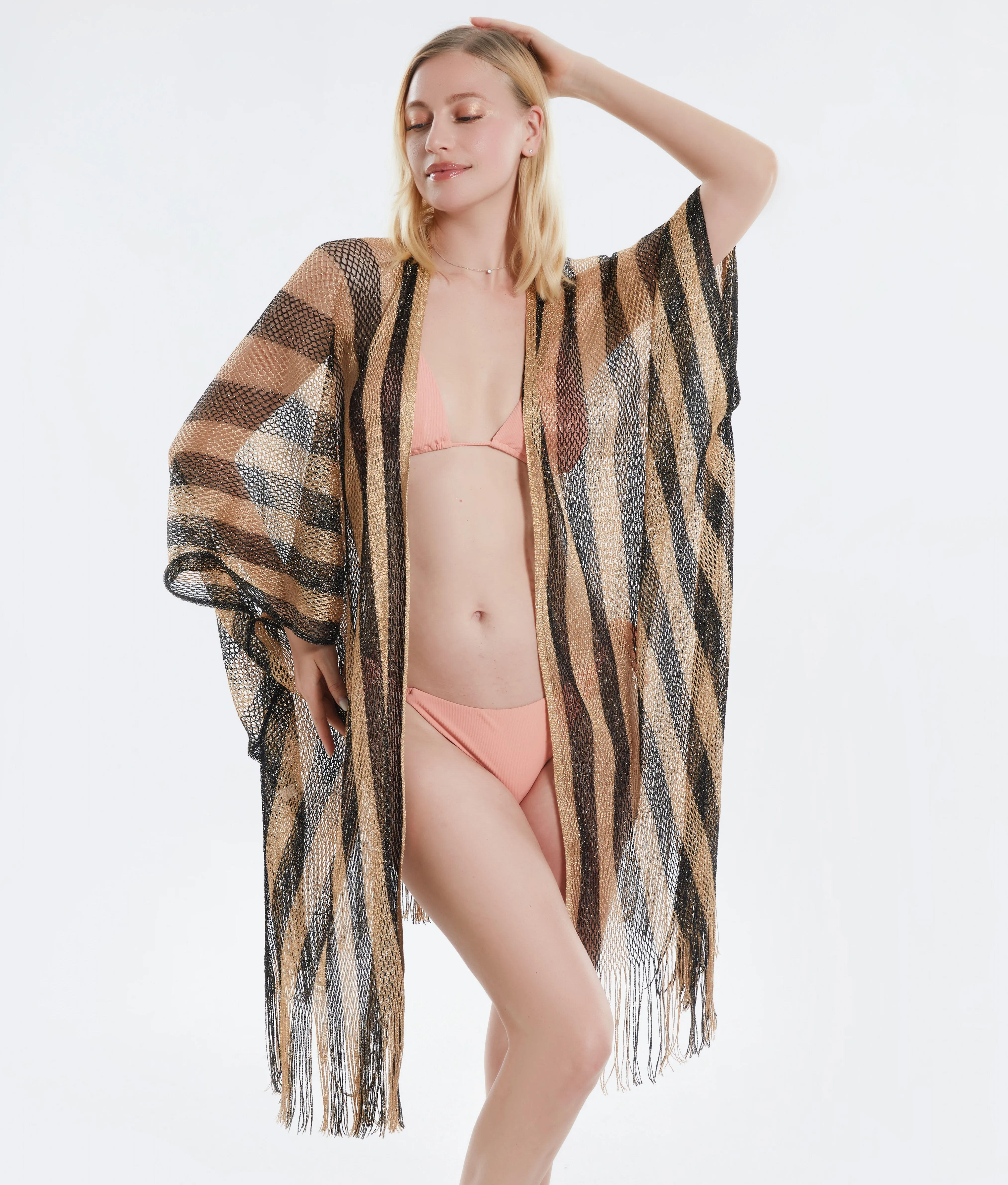Summer New Rainbow Mesh Sexy Hollow Sun Protection Shawl Women's European and American Tourism Beach Scarf
