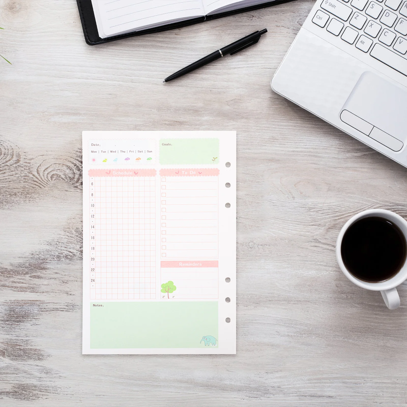 2 قطعة A5 عبوات ورق أوراق فضفاضة 6 ثقوب تصميم ملون مشرق مناسب دفتر ملاحظات حلزوني مخطط كتابة الرسم