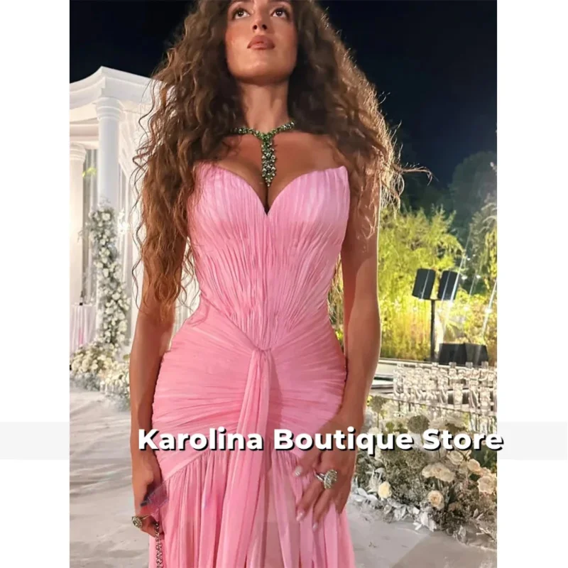 

Мягкие розовые шифоновые вечерние платья по индивидуальному заказу. Изысканные платья без бретелек без рукавов для выпускного вечера. Темпераментные платья знаменитостей.