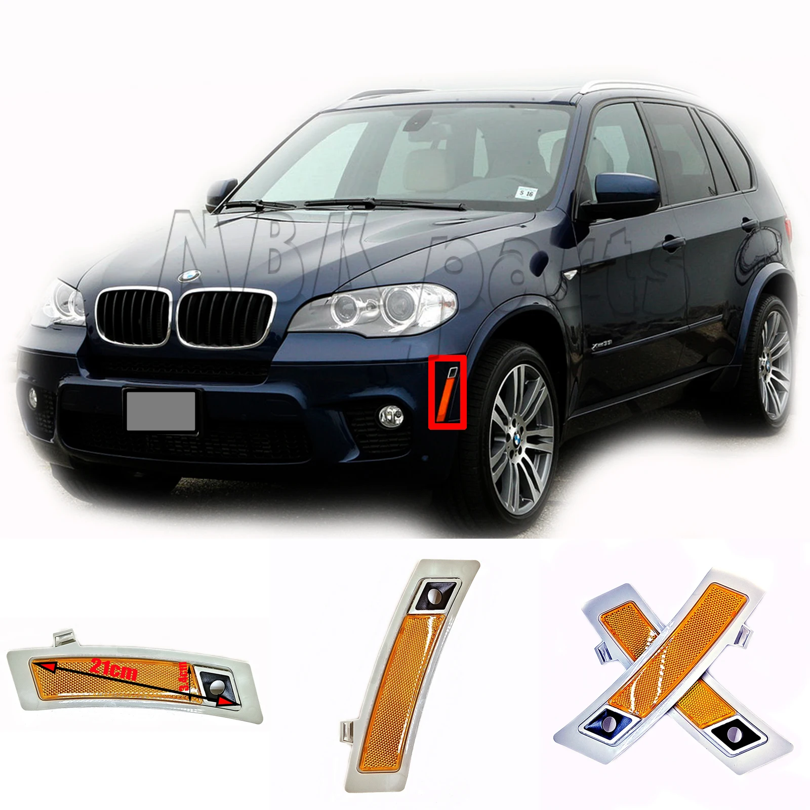 Fit 10-13 BMW X5 E70LCI 35d 35i 50i xDrive SAV Front light Side Marker Reflector